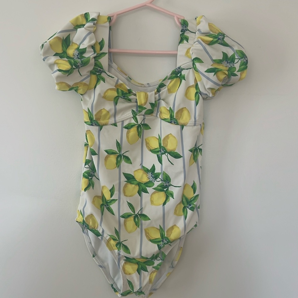 Janie and Jack one piece lemon themed scoop neck bathing suit